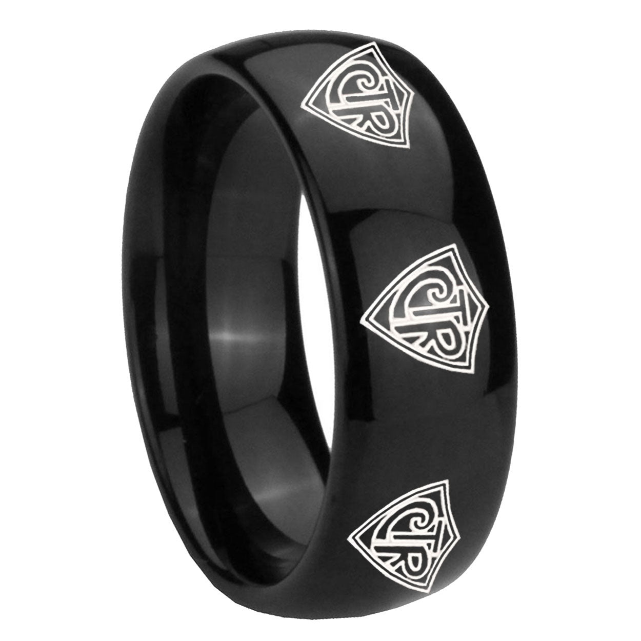 10mm Multiple CTR Dome Black Tungsten Carbide Anniversary Ring