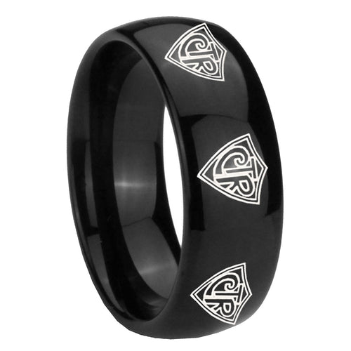 10mm Multiple CTR Dome Black Tungsten Carbide Anniversary Ring