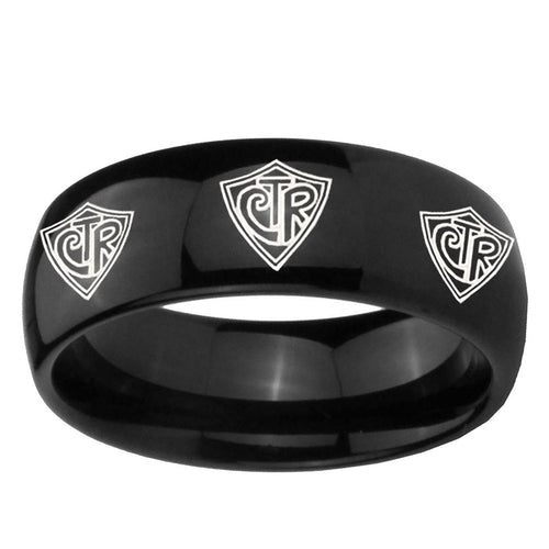 10mm Multiple CTR Dome Black Tungsten Ring