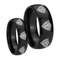 Multiple CTR Dome Black Tungsten Couples Ring Set