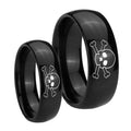 Skull Dome Black Tungsten Mens Set Rings
