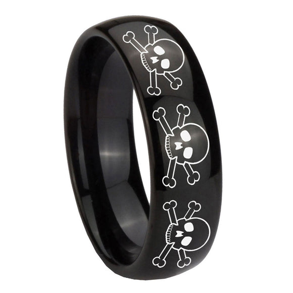 10mm-Multiple-Skull-Dome-Black-Tungsten-Carbide-Men's-Engagement-Ring