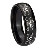 10mm-Multiple-Skull-Dome-Black-Tungsten-Carbide-Men's-Engagement-Ring