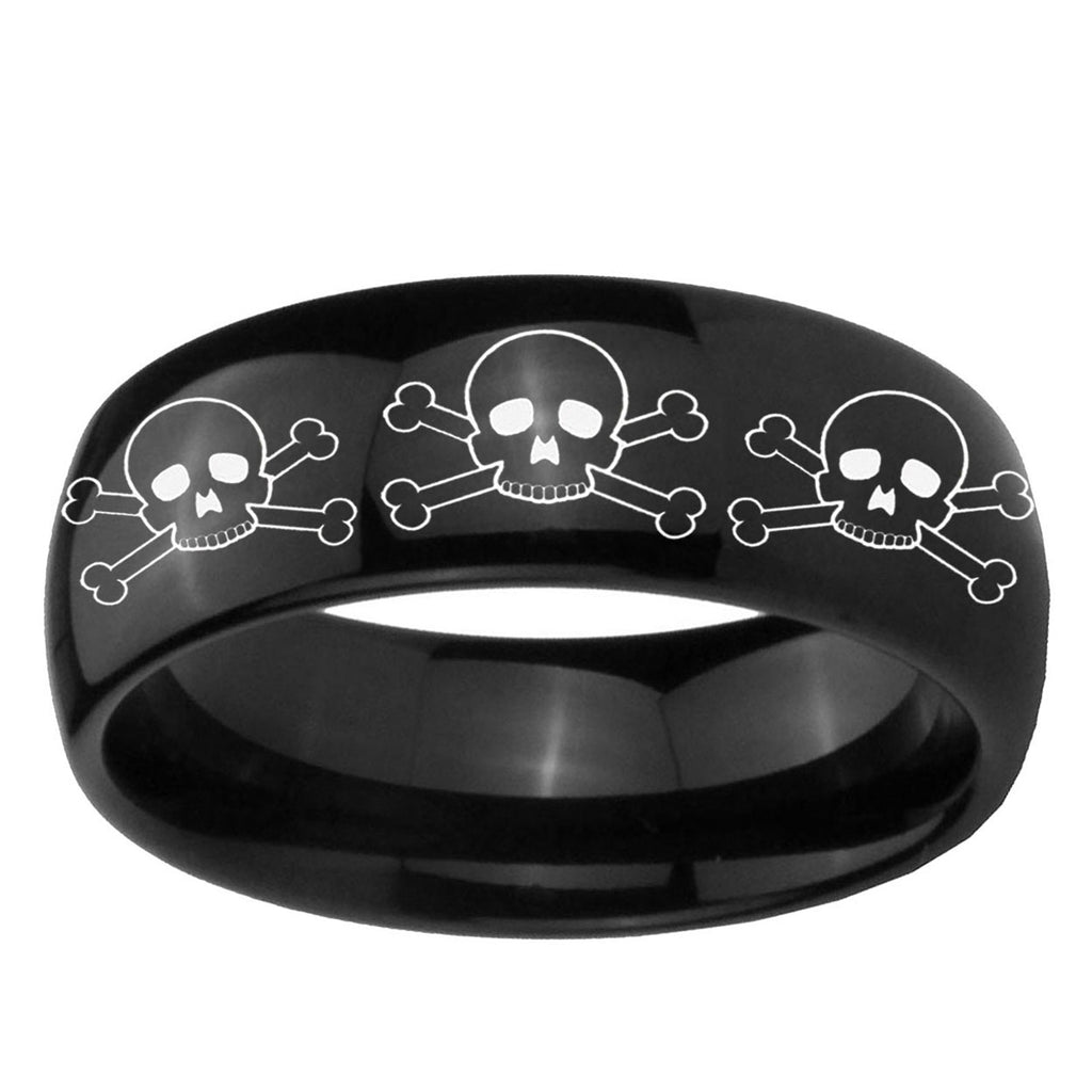 10mm Multiple Skull Dome Black Tungsten Ring