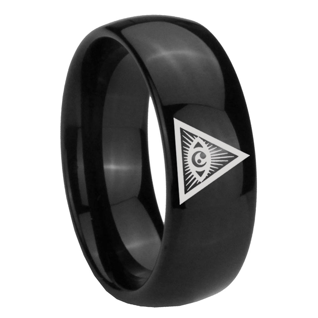 8mm Seeing Eye of God Dome Polish Black Tungsten Ring