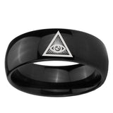 5, 8mm Seeing Eye of God Dome Polish Black Tungsten Ring For Men
