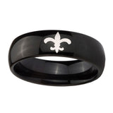 10mm-Fleur-De-Lis-Dome-Black-Tungsten-Carbide-Mens-Ring-Personalized