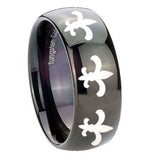 10mm-Multiple-Fleur-De-Lis-Dome-Black-Tungsten-Carbide-Mens-Wedding-Band