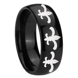10mm Multiple Fleur Delis Dome Black Tungsten Carbide Mens Wedding Band