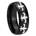 8mm Multiple Fleur-De-Lis Dome Black Tungsten Men Bands