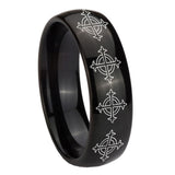 8mm-Multiple-Crosses-Dome-Black-Tungsten-Carbide-Men's-Wedding-Band