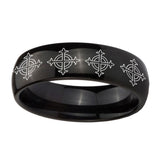10mm-Multiple-Crosses-Dome-Black-Tungsten-Carbide-Men's-Wedding-Band