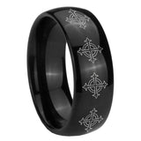 8mm Multiple Crosses Dome Black Tungsten Carbide Men's Wedding Band