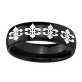 10mm-Multiple-Fleur-De-Lis-Dome-Black-Tungsten-Carbide-Wedding-Band-Ring
