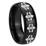 10mm Multiple Fleur Delis Dome Black Tungsten Carbide Wedding Band Ring