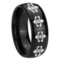 8mm Multiple Fleur-De-Lis Dome Black Tungsten Wedding Band