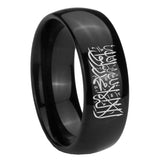 8mm Islamic Shahada Dome Polish Black Tungsten Ring For Men