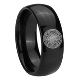 8mm Seal of Seven Archangel Dome Polish Black Tungsten Ring For Men