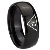 8mm-Masonic-32-Triangle-Freemason-Dome-Black-Tungsten-Carbide-Men's-Wedding-Ring