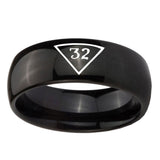 10mm-Masonic-32-Triangle-Freemason-Dome-Black-Tungsten-Carbide-Mens-Engagement-Band