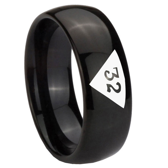 10mm-Masonic-32-Triangle-Design-Freemason-Dome-Black-Tungsten-Carbide-Mens-Engagement-Band