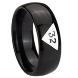 8mm-Masonic-32-Triangle-Design-Freemason-Dome-Black-Tungsten-Carbide-Men's-Wedding-Ring