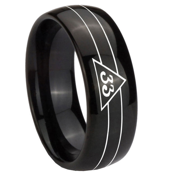10mm-Masonic-32-Duo-Line-Freemason-Dome-Black-Tungsten-Carbide-Mens-Engagement-Band