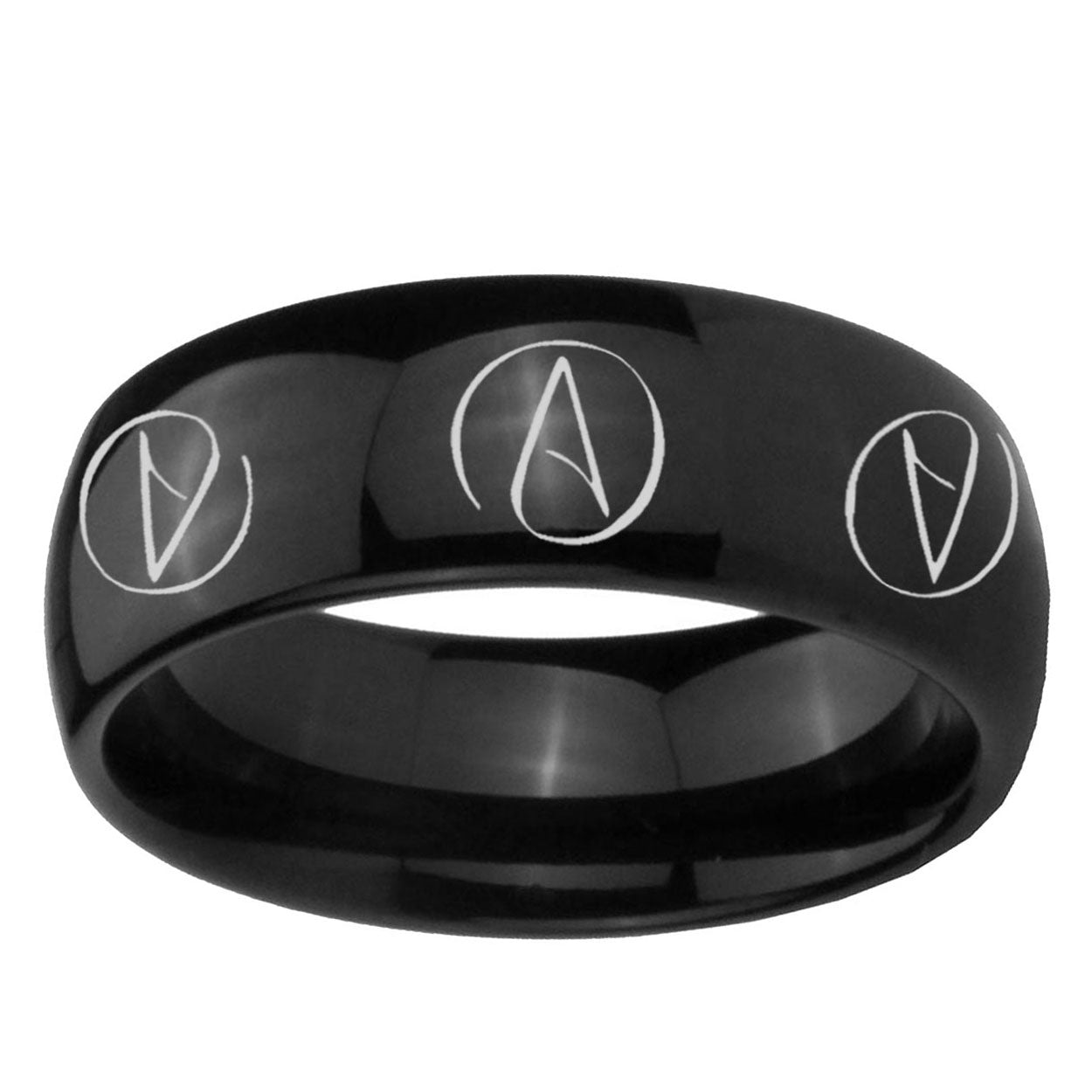 5mm Atheist Design Dome Black Tungsten Mens Promise Ring