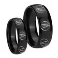 Atheist Design Dome Black Tungsten Bridal Set Ring