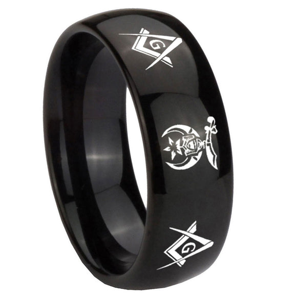 10mm-Masonic-Shriners-Dome-Black-Tungsten-Carbide-Mens-Ring-Personalized