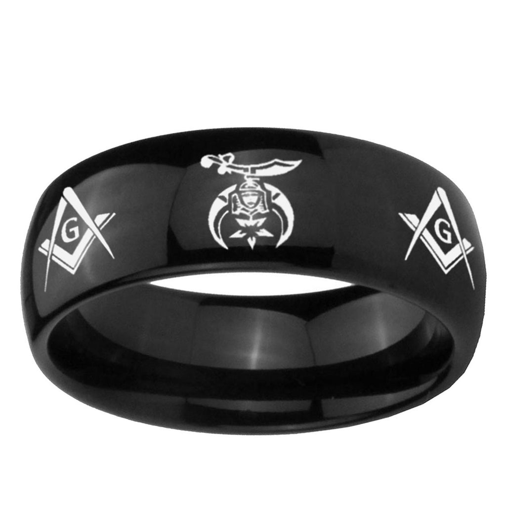 10mm Masonic Shriners Dome Black Tungsten Ring
