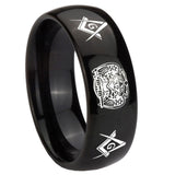10mm-Masonic-32-Design-Dome-Black-Tungsten-Carbide-Mens-Engagement-Band