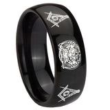 8mm-Masonic-32-Design-Dome-Black-Tungsten-Carbide-Mens-Engagement-Band