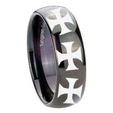 10mm-Multiple-Maltese-Cross-Dome-Black-Tungsten-Carbide-Men's-Wedding-Ring