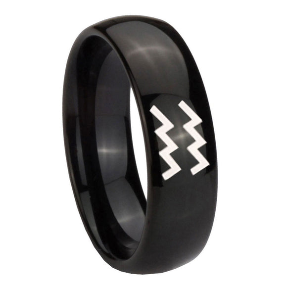 10mm-Aquarius-Horoscope-Dome-Black-Tungsten-Carbide-Wedding-Engraving-Ring