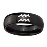 10mm-Aquarius-Horoscope-Dome-Black-Tungsten-Carbide-Wedding-Engraving-Ring