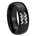 10mm Aquarius Horoscope Dome Black Tungsten Carbide Wedding Engraving Ring