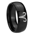 8mm Aries Zodiac Dome Black Tungsten Anniversary Ring