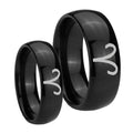 Aries Zodiac Dome Black Tungsten Wedding Ring Set