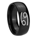 8mm Cancer Horoscope Dome Black Tungsten Engraved Ring