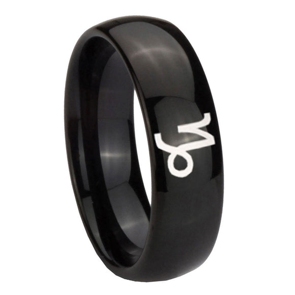 10mm-Capricorn-Zodiac-Dome-Black-Tungsten-Carbide-Custom-Mens-Ring