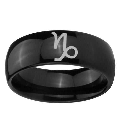 10mm Capricorn Zodiac Dome Black Tungsten Ring