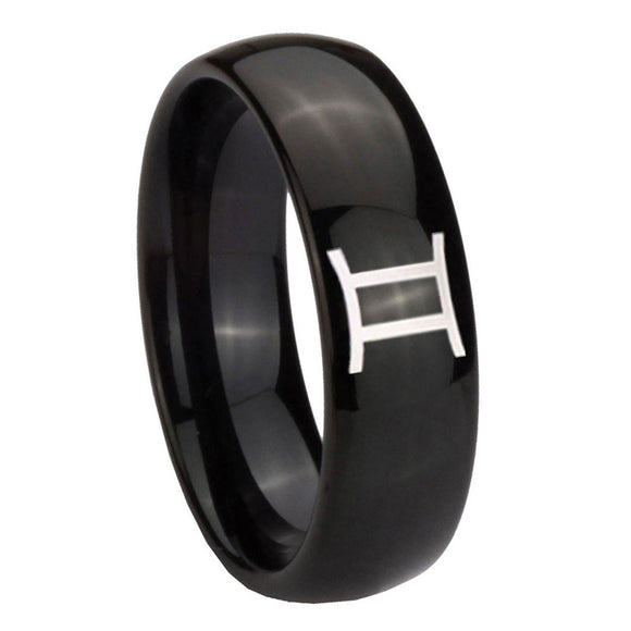 8mm-Gemini-Zodiac-Dome-Black-Tungsten-Carbide-Custom-Ring-for-Men