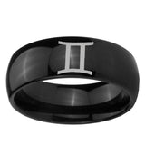 10mm Gemini Zodiac Dome Black Tungsten Carbide Custom Ring for Men