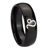 10mm-Leo-Zodiac-Dome-Black-Tungsten-Carbide-Men's-Engagement-Band