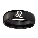 10mm-Leo-Zodiac-Dome-Black-Tungsten-Carbide-Men's-Engagement-Band