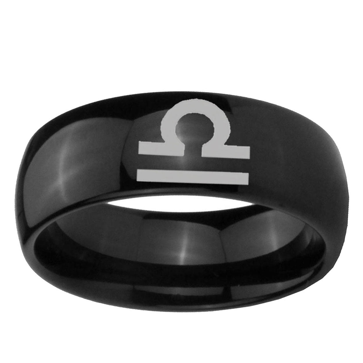 10mm Libra Horoscope Dome Black Tungsten Ring