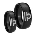Libra Horoscope Dome Black Tungsten Bridal Band Set