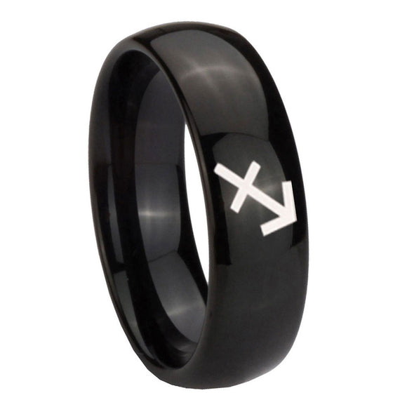 8mm-Sagittarius-Zodiac-Dome-Black-Tungsten-Carbide-Men's-Band-Ring
