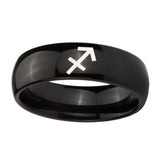10mm-Sagittarius-Zodiac-Dome-Black-Tungsten-Carbide-Men's-Band-Ring